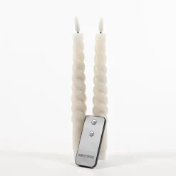 Anna's Collection Anna Collection LED swirl dinerkaarsen - 2x st - ivoor/creme - 23 cm