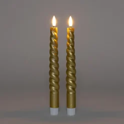 Anna's Collection Anna Collection LED swirl dinerkaarsen - 2x st - goud - 23 cm