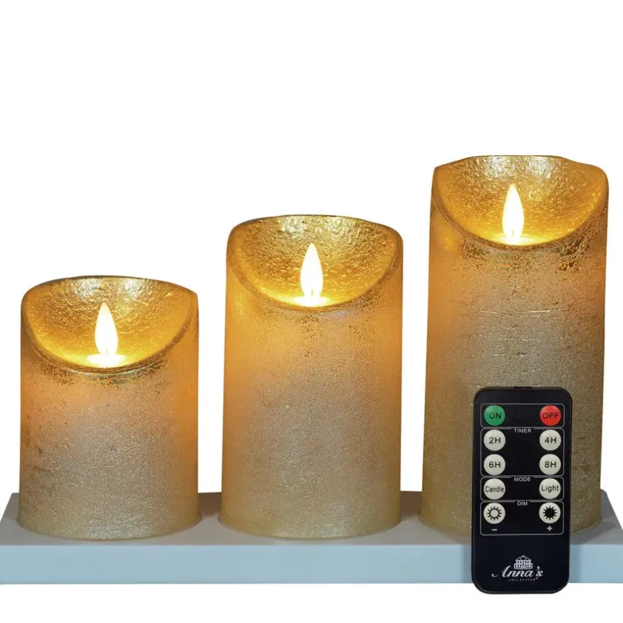 Kaarsen-Anna's Collection LED kaarsen - 3x - goud