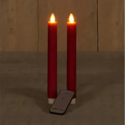 Kaarsen-Anna's Collection Dinerkaarsen - 2x - rood - LED - met remote