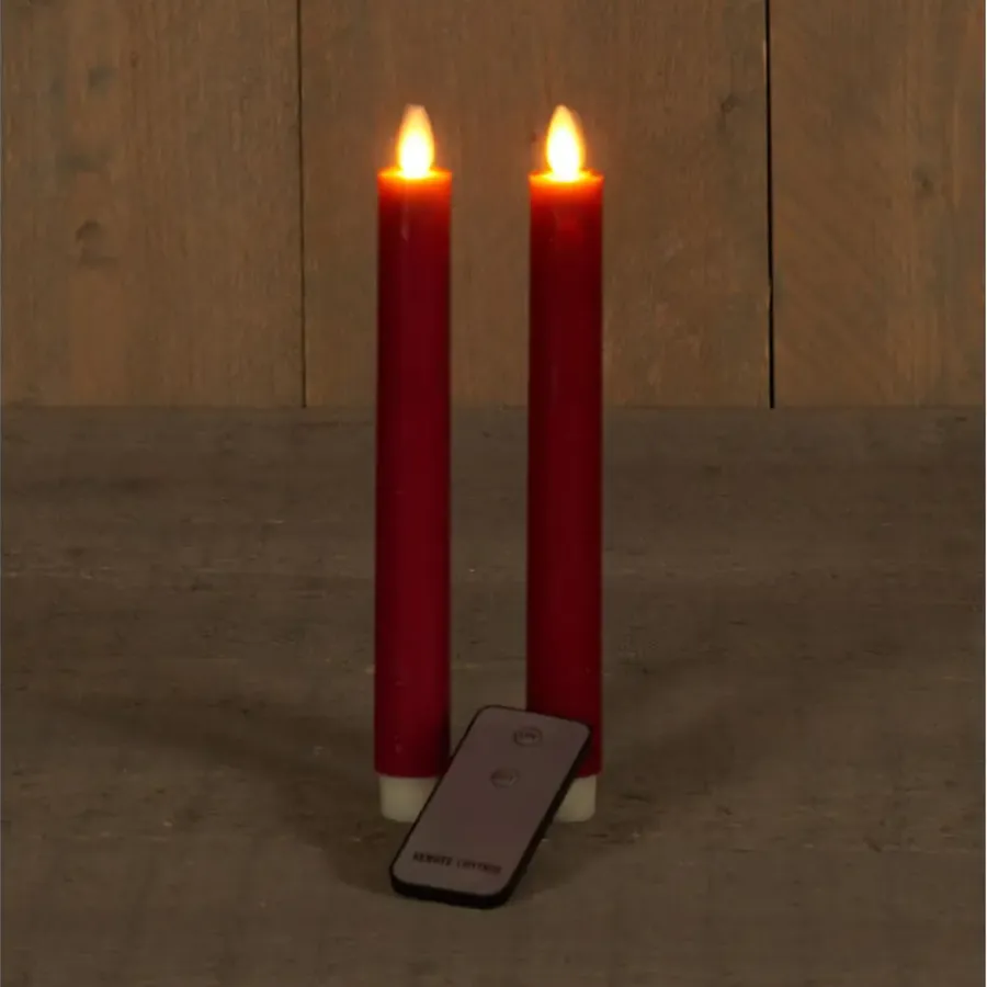 Kaarsen-Anna's Collection Dinerkaarsen - 2x - rood - LED - met remote