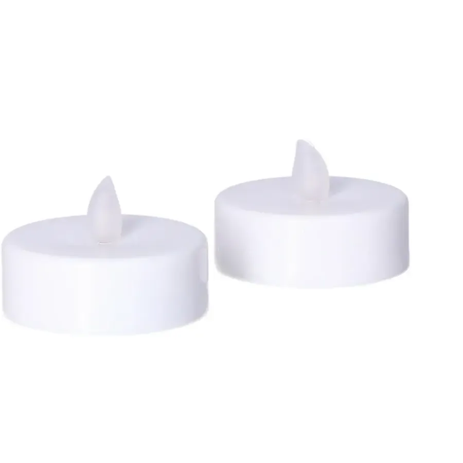 Kaarsen-Anna's Collection Grote LED theelichtjes - 2x - wit -6 x 4,5 cm