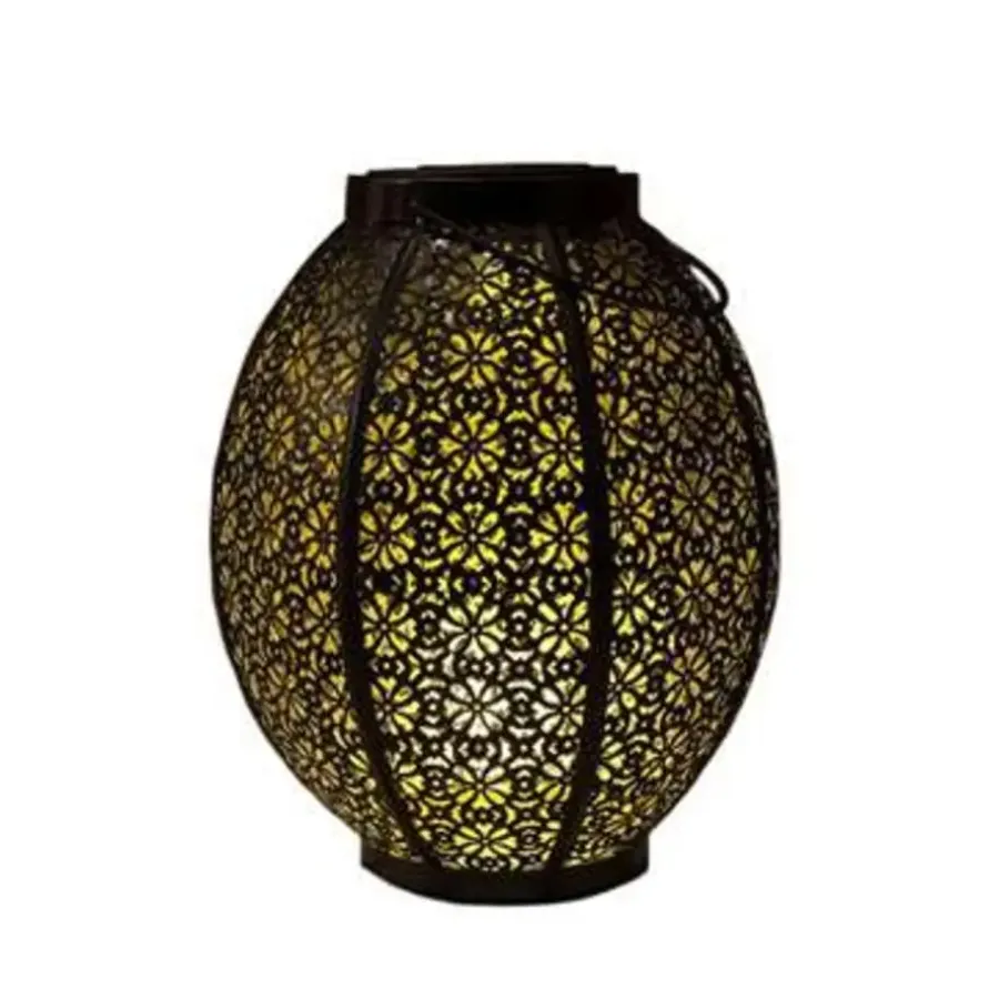 Kandelaars En Windlichten-Anna's Collection Lantaarn - tuinverlichting - solar - zwart met goud