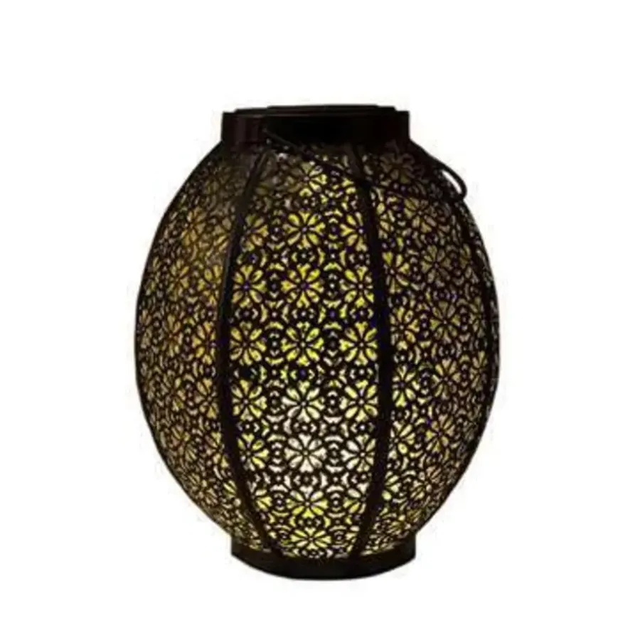Kandelaars En Windlichten-Anna's Collection Lantaarn - tuinverlichting - solar - zwart met goud