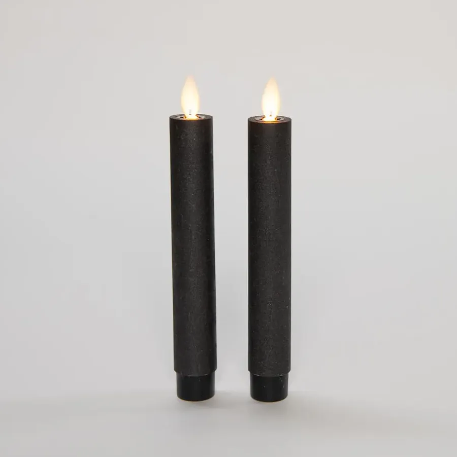 Anna's Collection LED dinerkaarsen - 2x st - zwart - 18 cm