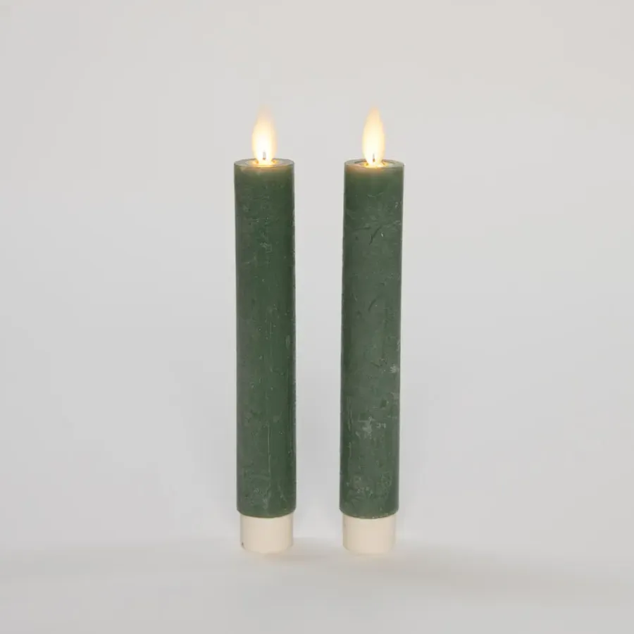 Kaarsen-Anna's Collection LED dinerkaarsen - 2x st - jade groen - 18 cm