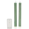 Kaarsen-Anna's Collection LED dinerkaarsen - 2x - jade groen - 23 cm