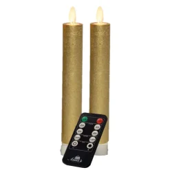 Anna's Collection LED dinerkaarsen - 2x - goud - 18 cm