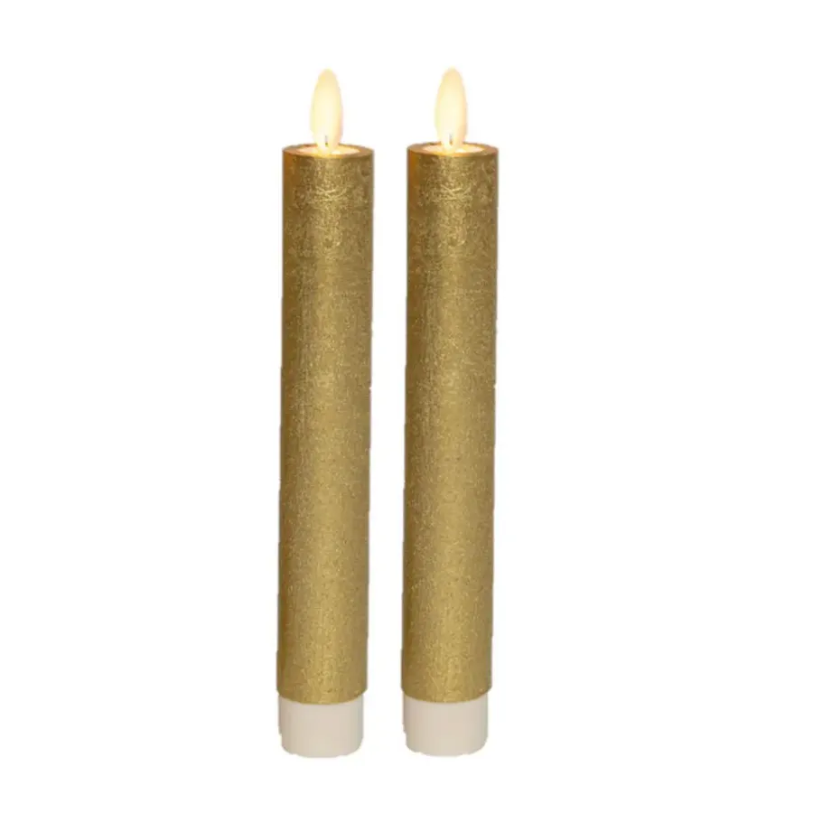 Anna's Collection LED dinerkaarsen - 2x - goud - 18 cm