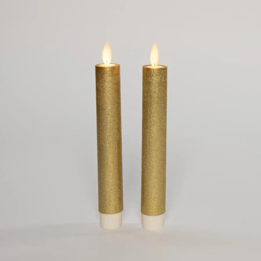 Anna's Collection LED dinerkaarsen - 2x - goud - 18 cm