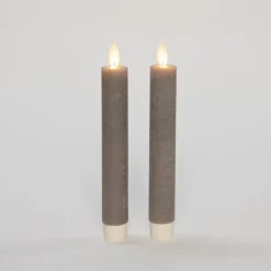 Anna's Collection LED dinerkaarsen - 2x st - taupe grijs - 18 cm