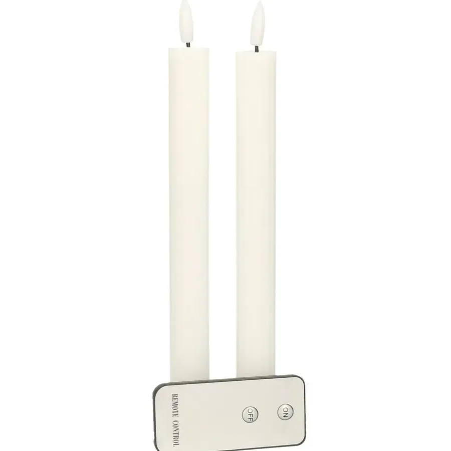 Anna's Collection Led dinerkaarsen - 2x st - wit - ribbel - 23 cm