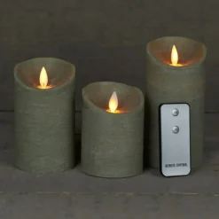 Anna's Collection LED kaarsen - 3x taupe - afstandsbediening