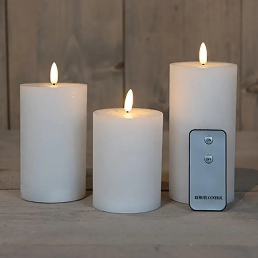 Anna's Collection LED Stompkaarsen met afstandsbediening - 3x - wit