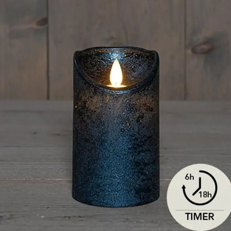 Kaarsen-Anna's Collection Led stompkaars - metallic blauw - 12,5 x 7,5 cm