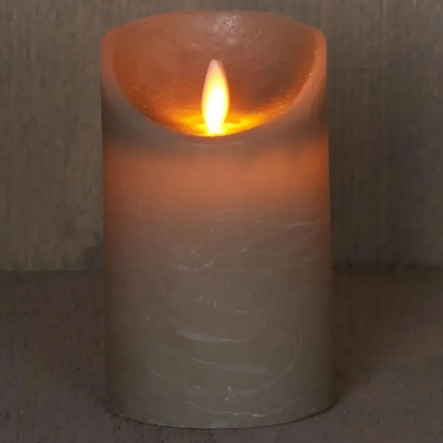 Kaarsen-Anna's Collection Led stompkaars - taupe - H12,5 x D7,5 cm - wax