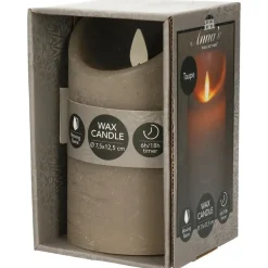 Kaarsen-Anna's Collection Led stompkaars - taupe - H12,5 x D7,5 cm - wax