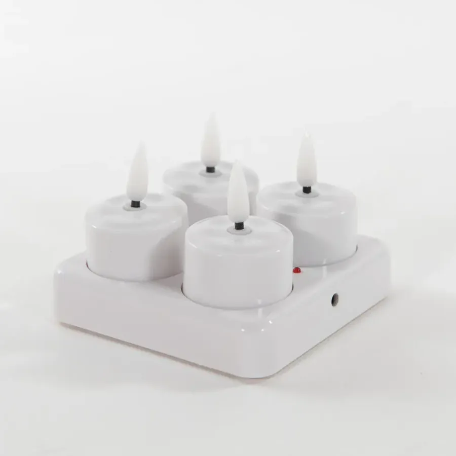 Kaarsen-Anna's Collection LED waxinelichtjes - 4x -wit - oplaadbaar