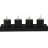 Anna's Collection Oplaadbare LED theelichtjes - 4x - zwart -H6 cm