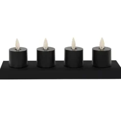 Anna's Collection Oplaadbare LED theelichtjes - 4x - zwart -H6 cm