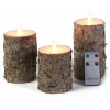 Kaarsen-Anna's Collection Stompkaarsen - 3 stuks - berkenhout - LED
