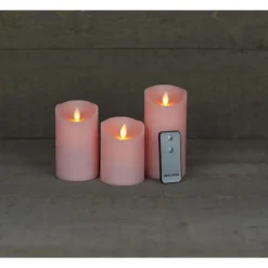 Kaarsen-Anna's Collection Stompkaarsen - 3x - roze - LED kaarsen