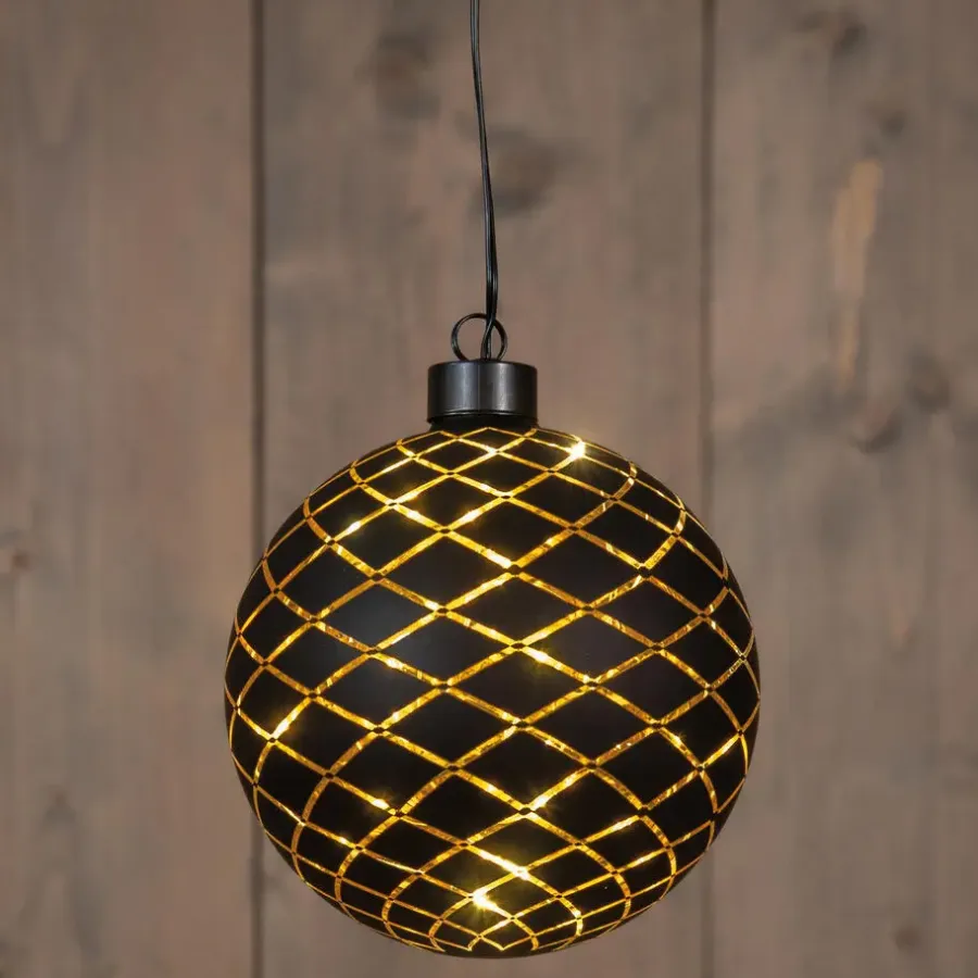 Anna's Collection Verlichte kerstbal - goud - D12 cm - 10 LED