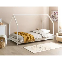 1-Persoons Bedden-Beliani APPY - Kinderbed - Wit - 90 x 200 cm - Dennenhout