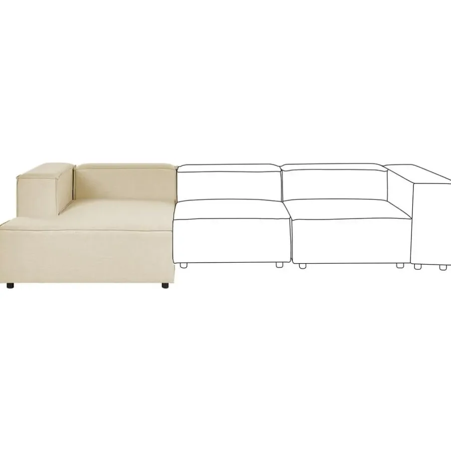 Loveseats-Beliani APRICA - Chaise longue - Beige - Rechterzijde - Linnen