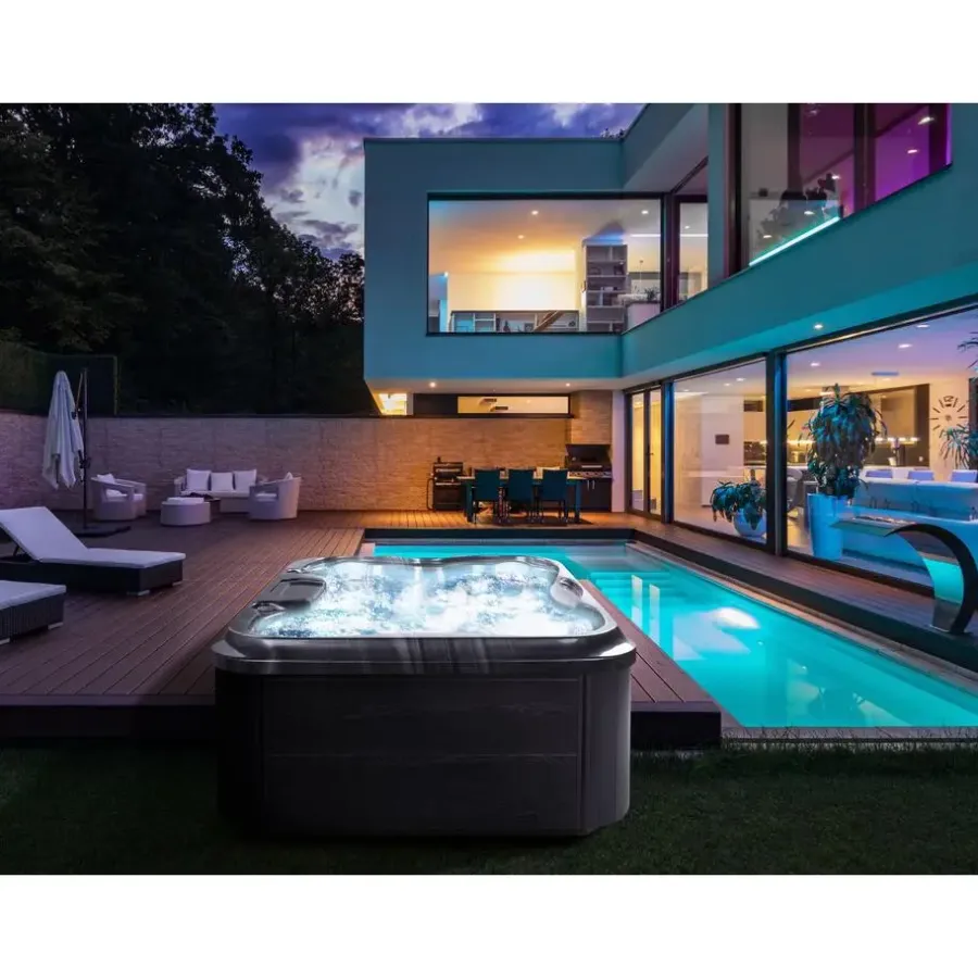 Beliani ARCELIA - Whirlpool buitenbad - Grijs - 215 x 180 cm - Acryl