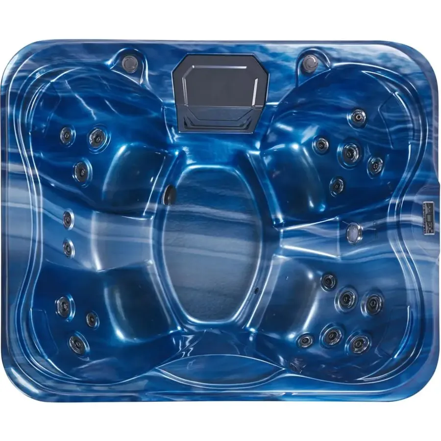 Zwembaden En Accessoires-Beliani ARCELIA - Whirlpool buitenbad - Blauw - 215 x 180 cm - Acryl