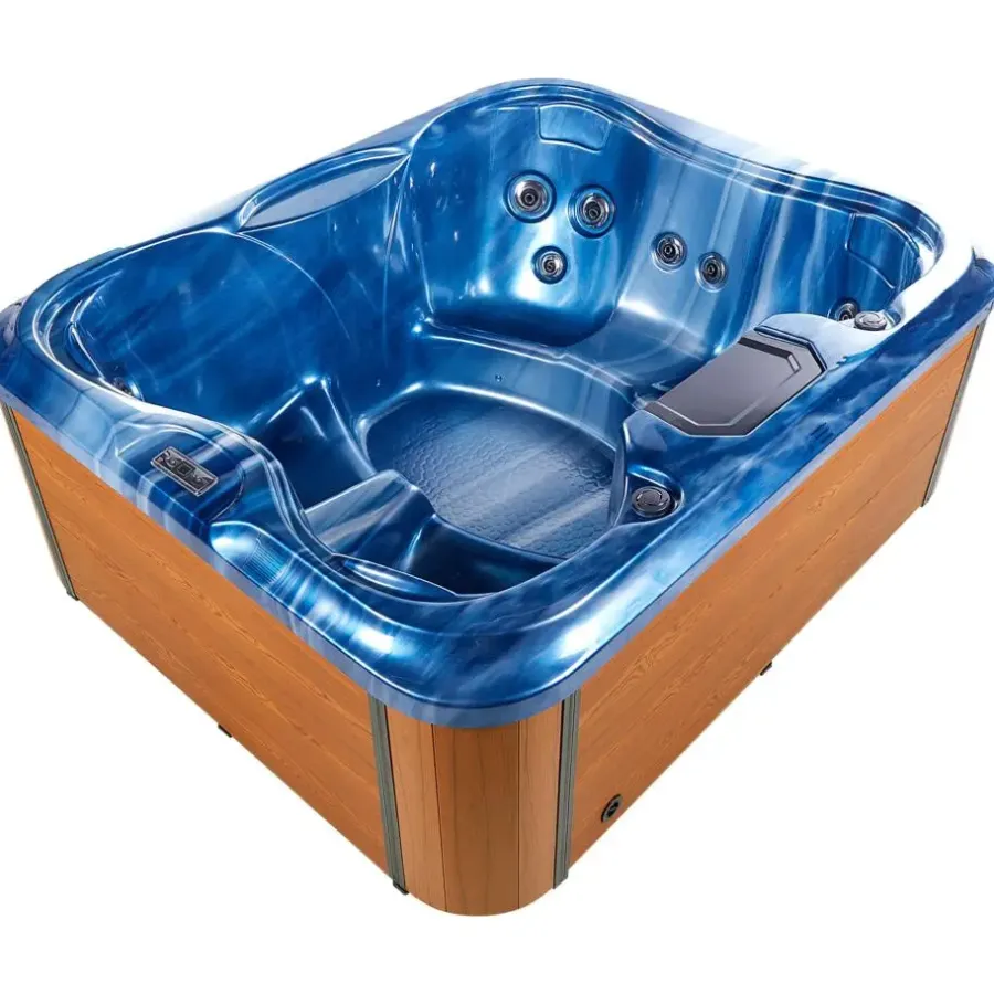Zwembaden En Accessoires-Beliani ARCELIA - Whirlpool buitenbad - Blauw - 215 x 180 cm - Acryl