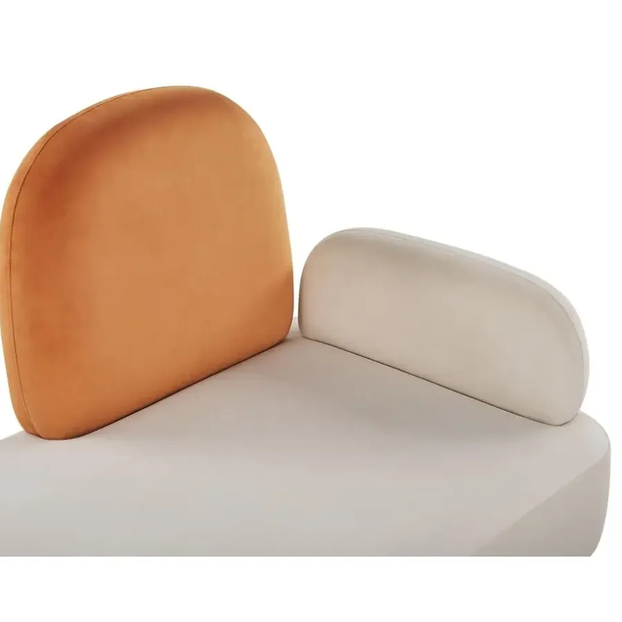 Beliani ARCEY - Chaise longue - Wit/Oranje - Fluweel
