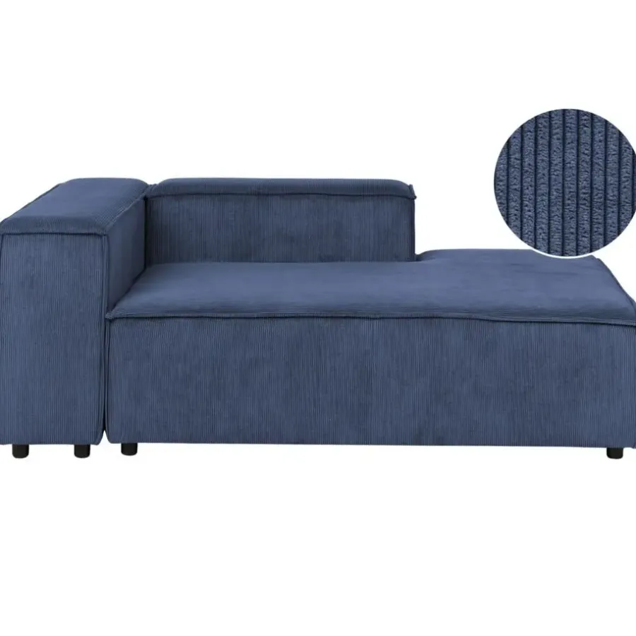 Leen Bakker ARDAL - Chaise longue - Donkerblauw - Linkszijdig - Corduroy