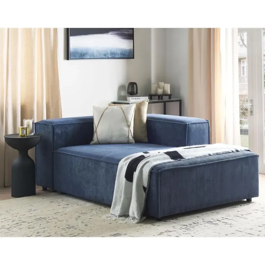 Leen Bakker ARDAL - Chaise longue - Donkerblauw - Linkszijdig - Corduroy