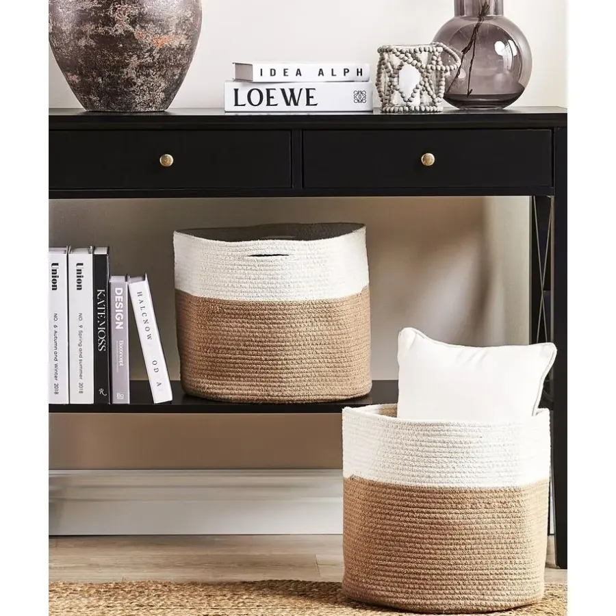 Beliani ARDESEN - Mand set van 2 - Beige - Katoen