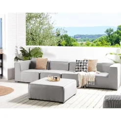Beliani AREZZO - Tuinbank voor 4 - Lichtgrijs - Polyester