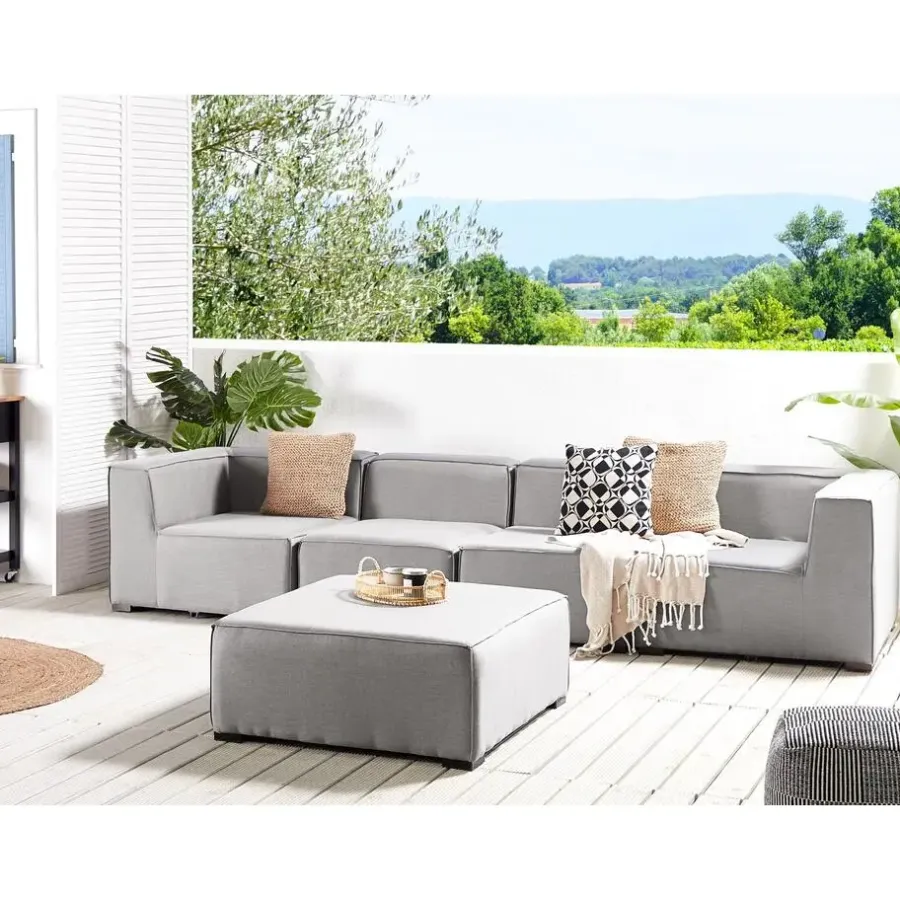 Beliani AREZZO - Tuinbank voor 4 - Lichtgrijs - Polyester