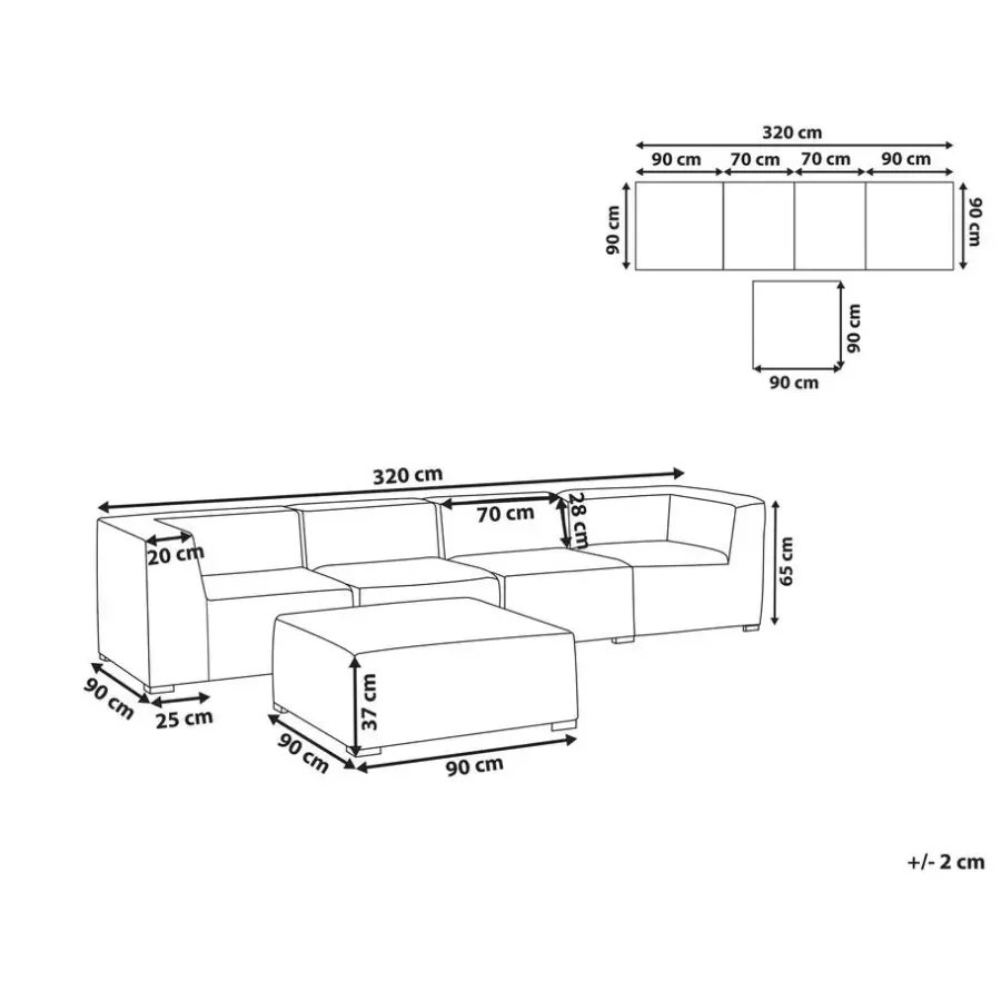 Beliani AREZZO - Tuinbank voor 4 - Lichtgrijs - Polyester