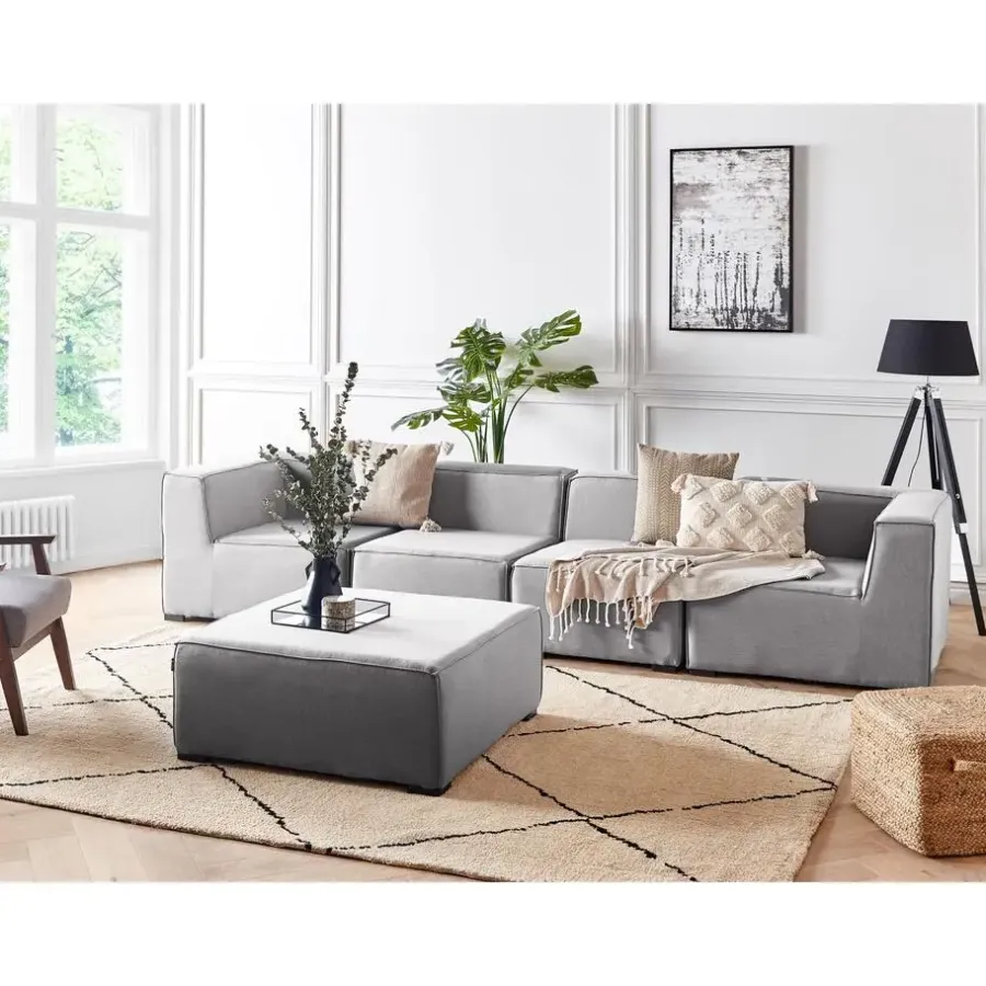 Beliani AREZZO - Tuinbank voor 4 - Lichtgrijs - Polyester