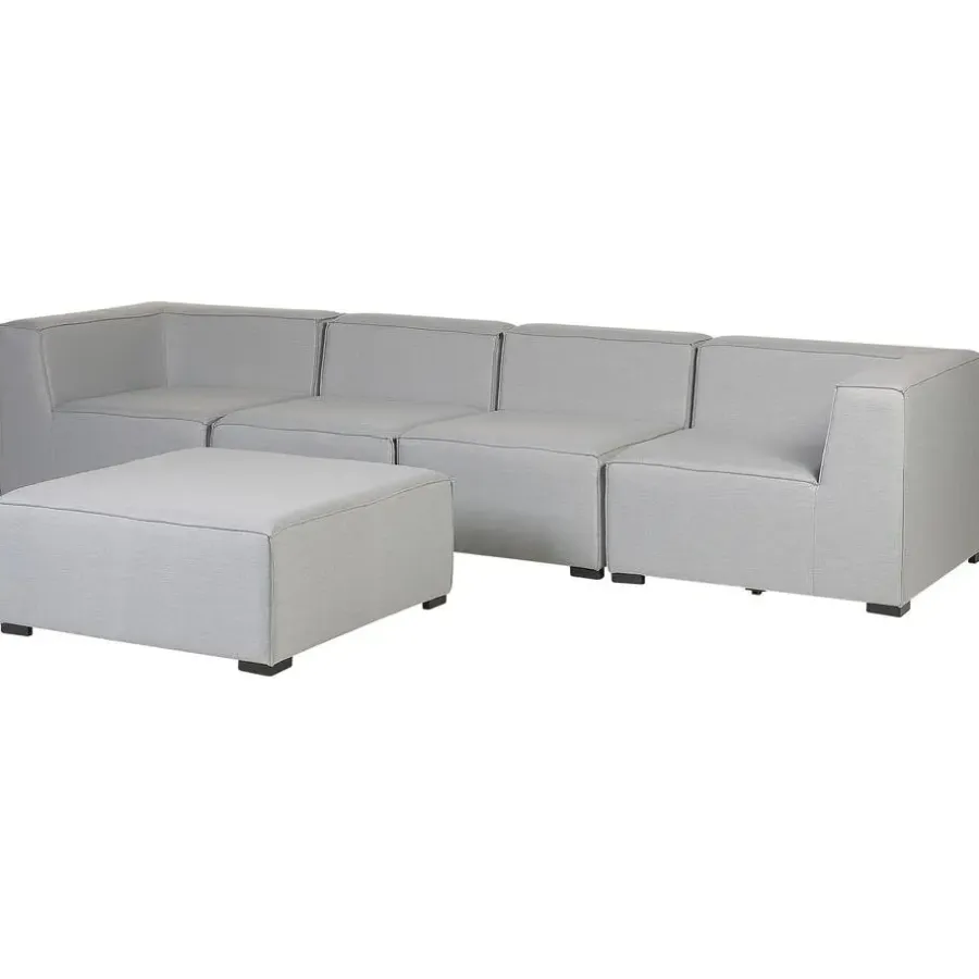 Beliani AREZZO - Tuinbank voor 4 - Lichtgrijs - Polyester