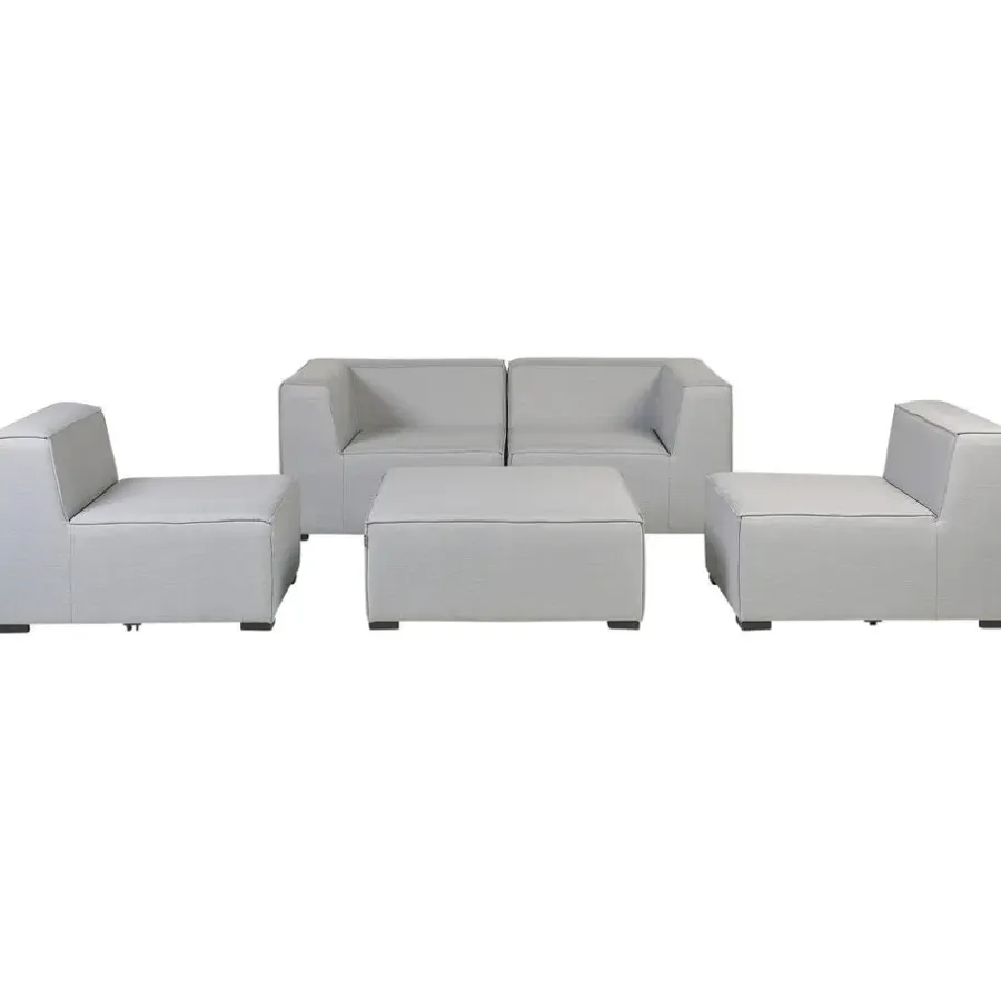 Beliani AREZZO - Tuinbank voor 4 - Lichtgrijs - Polyester
