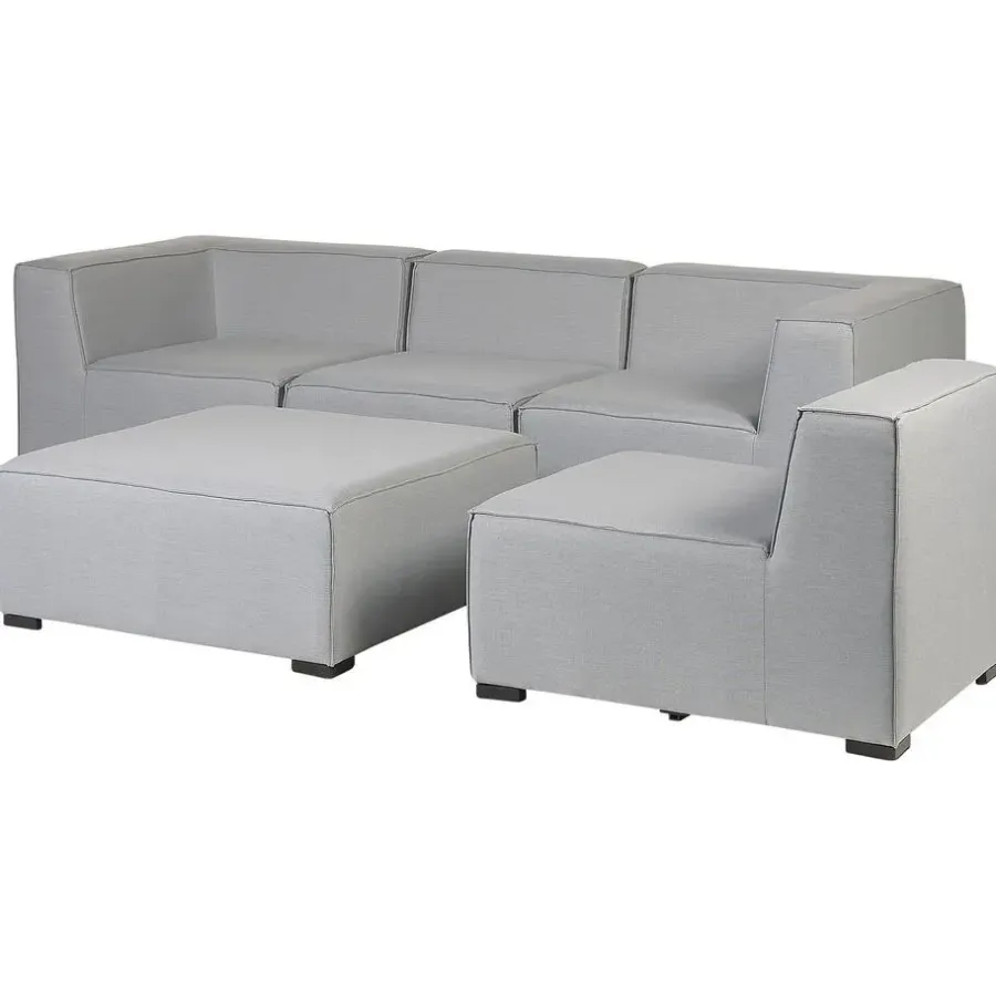 Beliani AREZZO - Tuinbank voor 4 - Lichtgrijs - Polyester