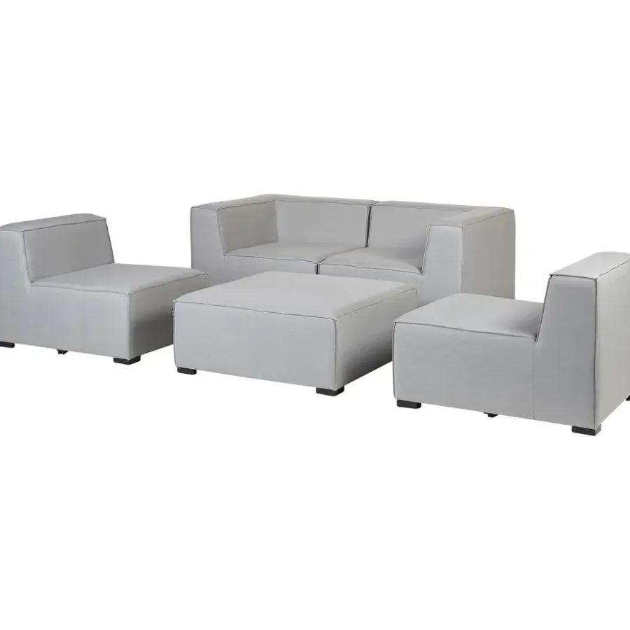 Beliani AREZZO - Tuinbank voor 4 - Lichtgrijs - Polyester
