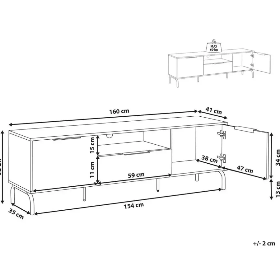 Tv Meubels-Beliani ARKLEY - TV-meubel - Zwart - Vezelplaat