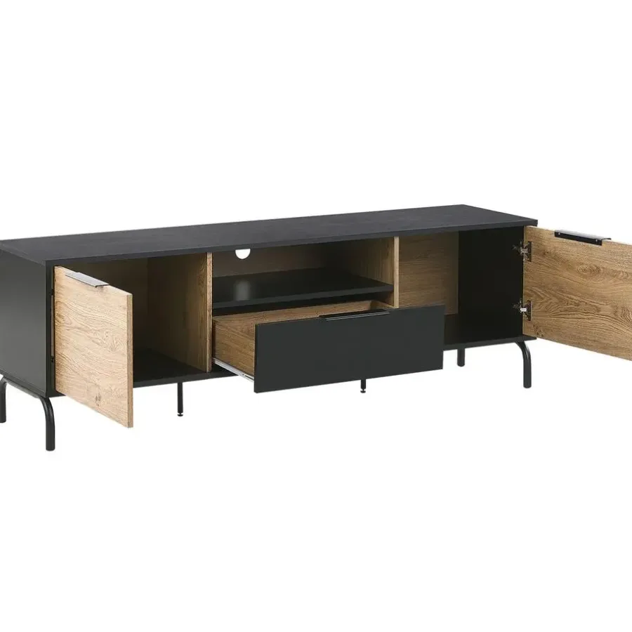 Tv Meubels-Beliani ARKLEY - TV-meubel - Zwart - Vezelplaat