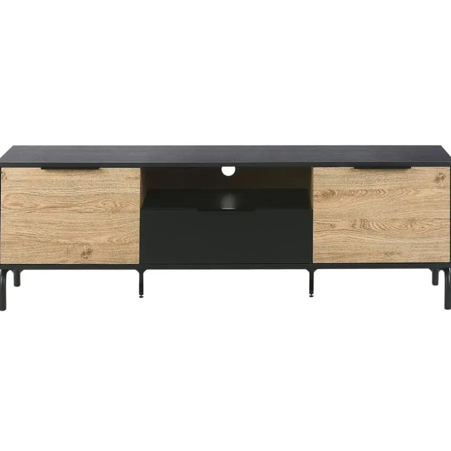 Tv Meubels-Beliani ARKLEY - TV-meubel - Zwart - Vezelplaat