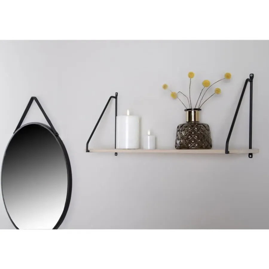 House Nordic Arnhem Shelf - plank met zwart frame en een naturel houten plank