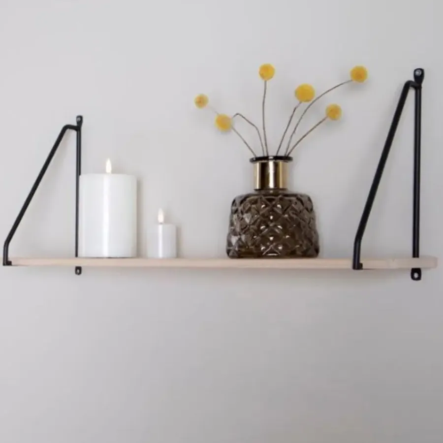 House Nordic Arnhem Shelf - plank met zwart frame en een naturel houten plank