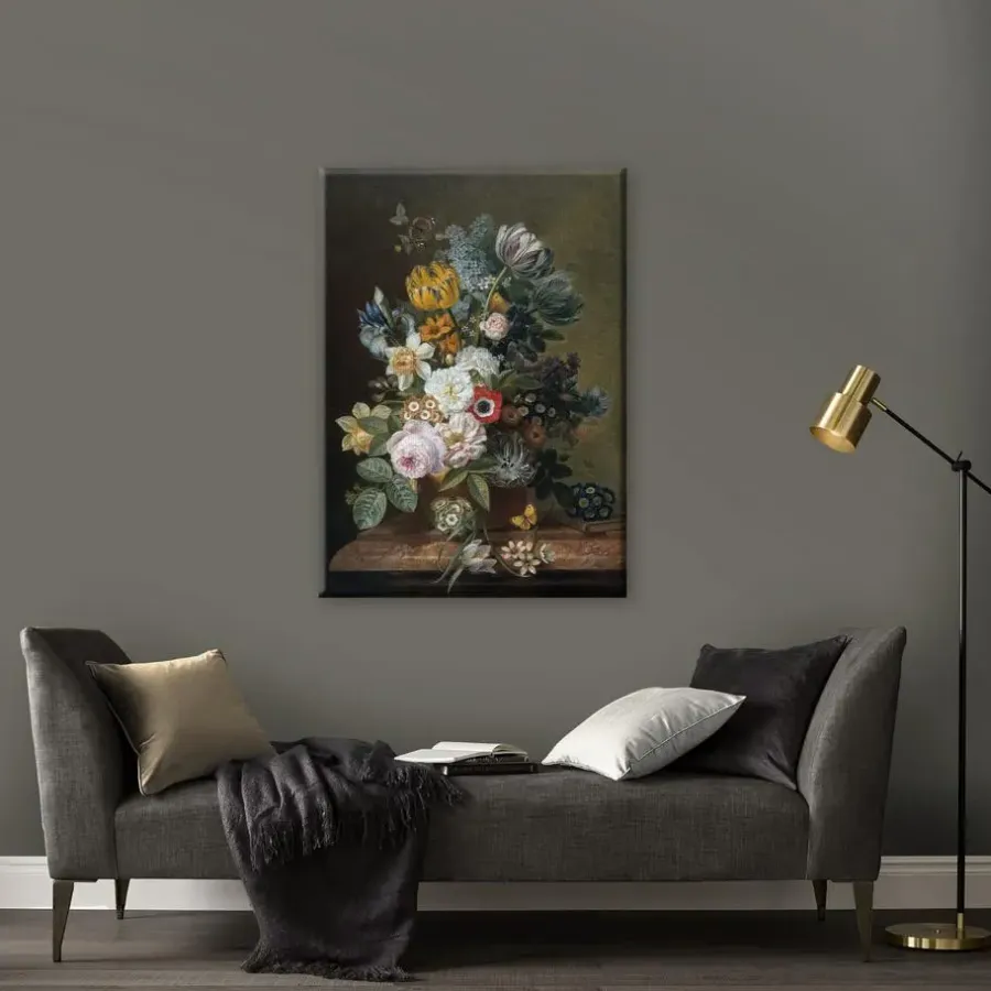 Art for the Home - Canvas - Stilleven met bloemen - 70x100 cm